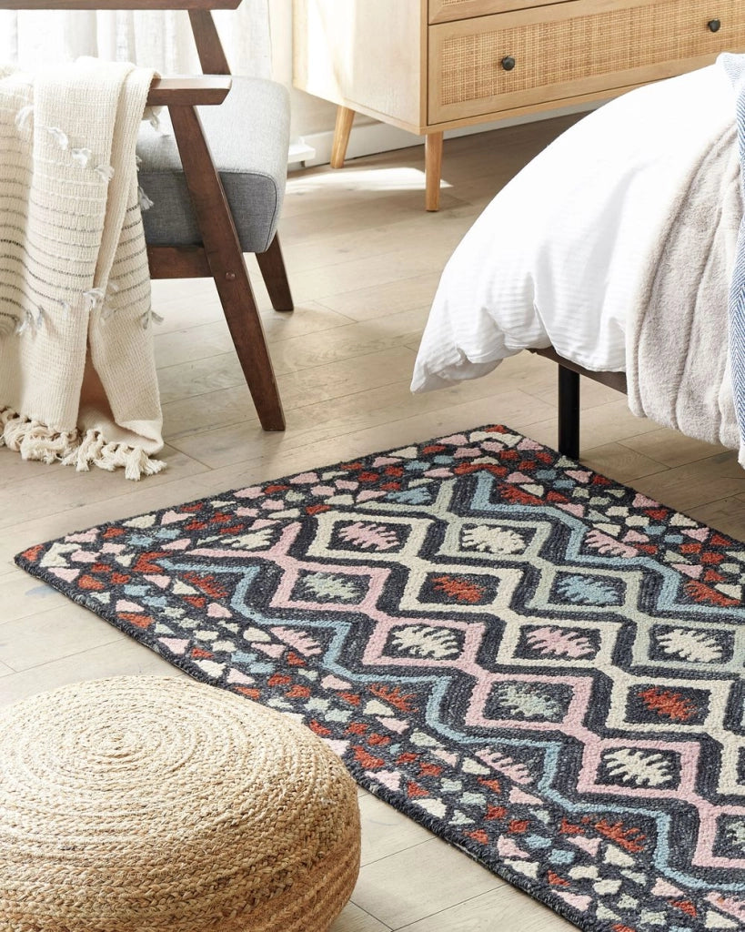 Tappeto moderno con motivo geometrico tribale 80 x 150 cm multicolore camera da letto salotto