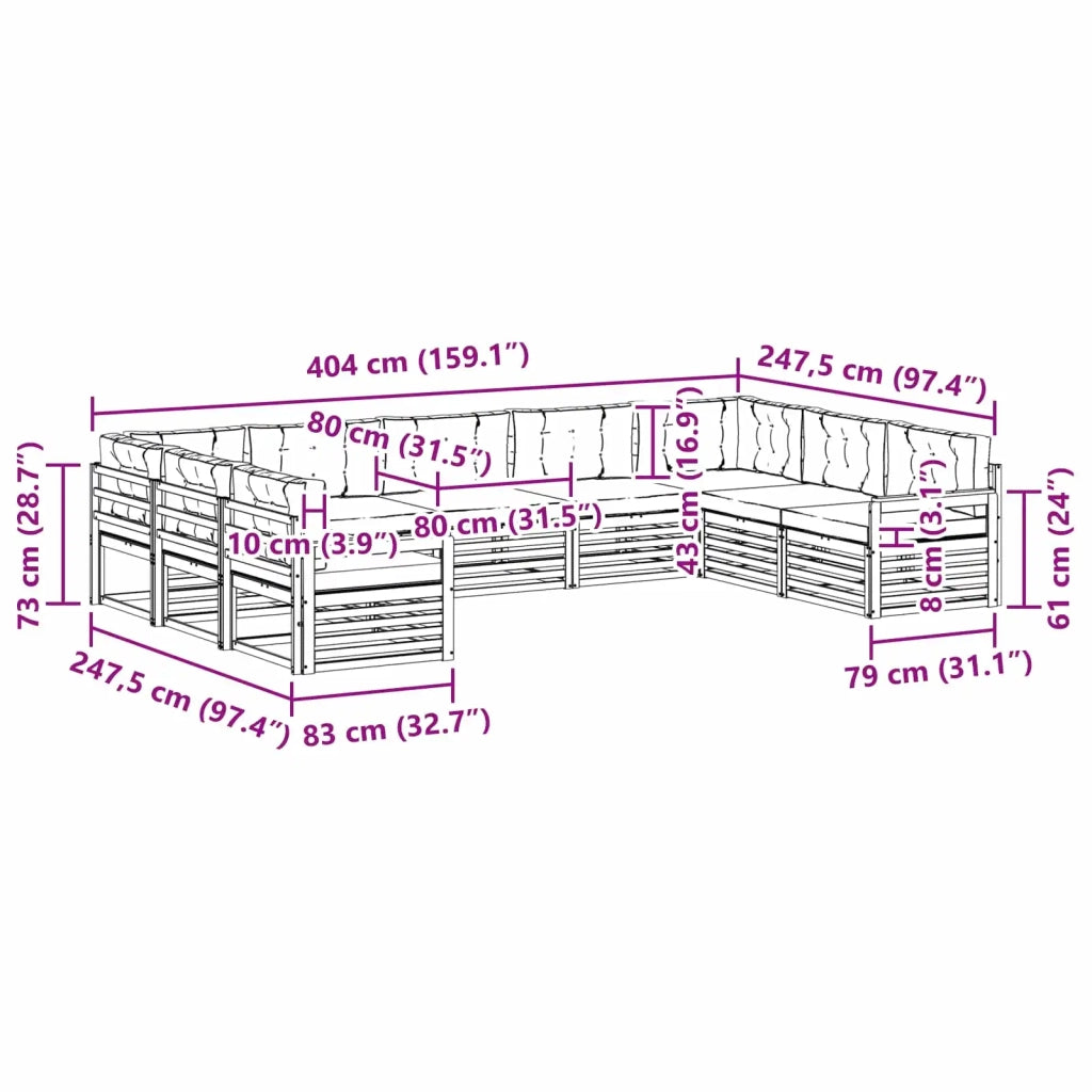 Set di divani da esterno 9 pz Bianco e Antracite 3391142