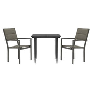 Set da Pranzo da Giardino 3 pz | Set Salotto da Giardino Nero in Acciaio e Textilene