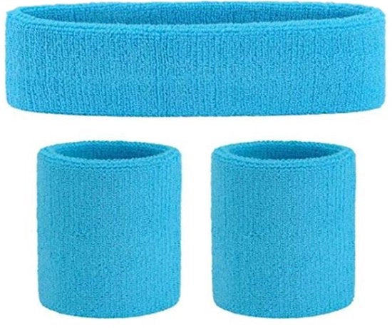 Set di fasciature sportive - Fascia frontale e fascia polso 3 pezzi - Morbido e compatto - Elastico intrecciato - Fascia sportiva - Per palestra, tennis, ginnastica, calcio