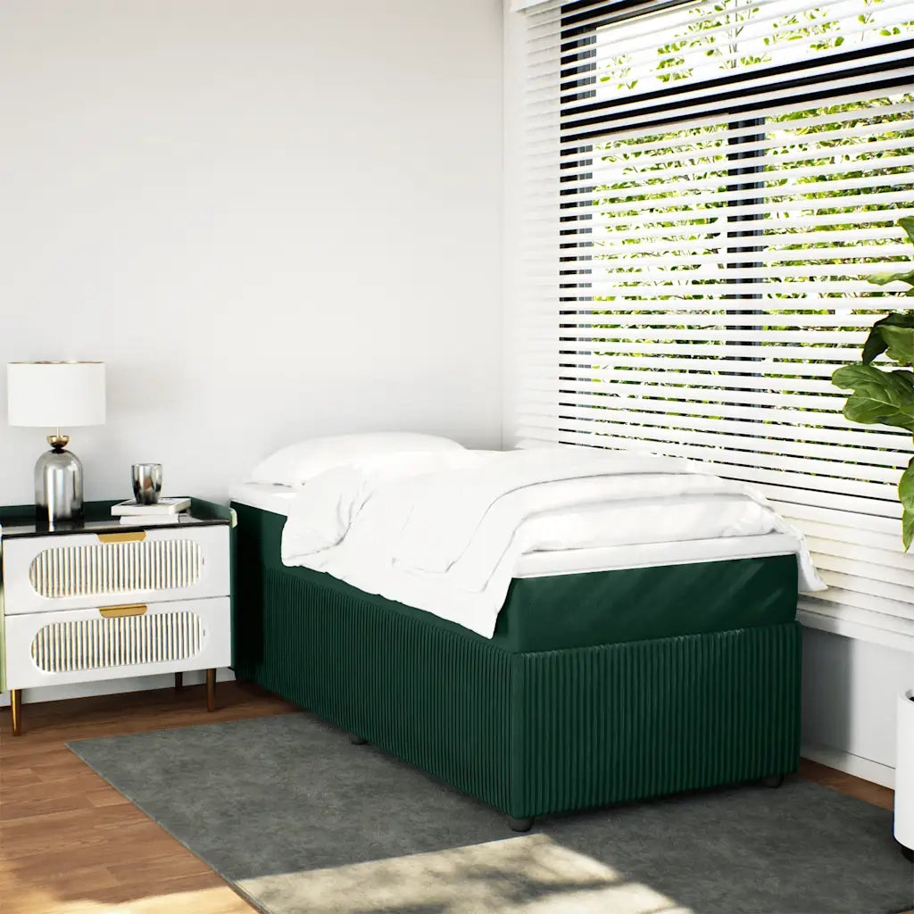 Giroletto a Molle con Materasso Verde Scuro 90x200 cm Velluto
