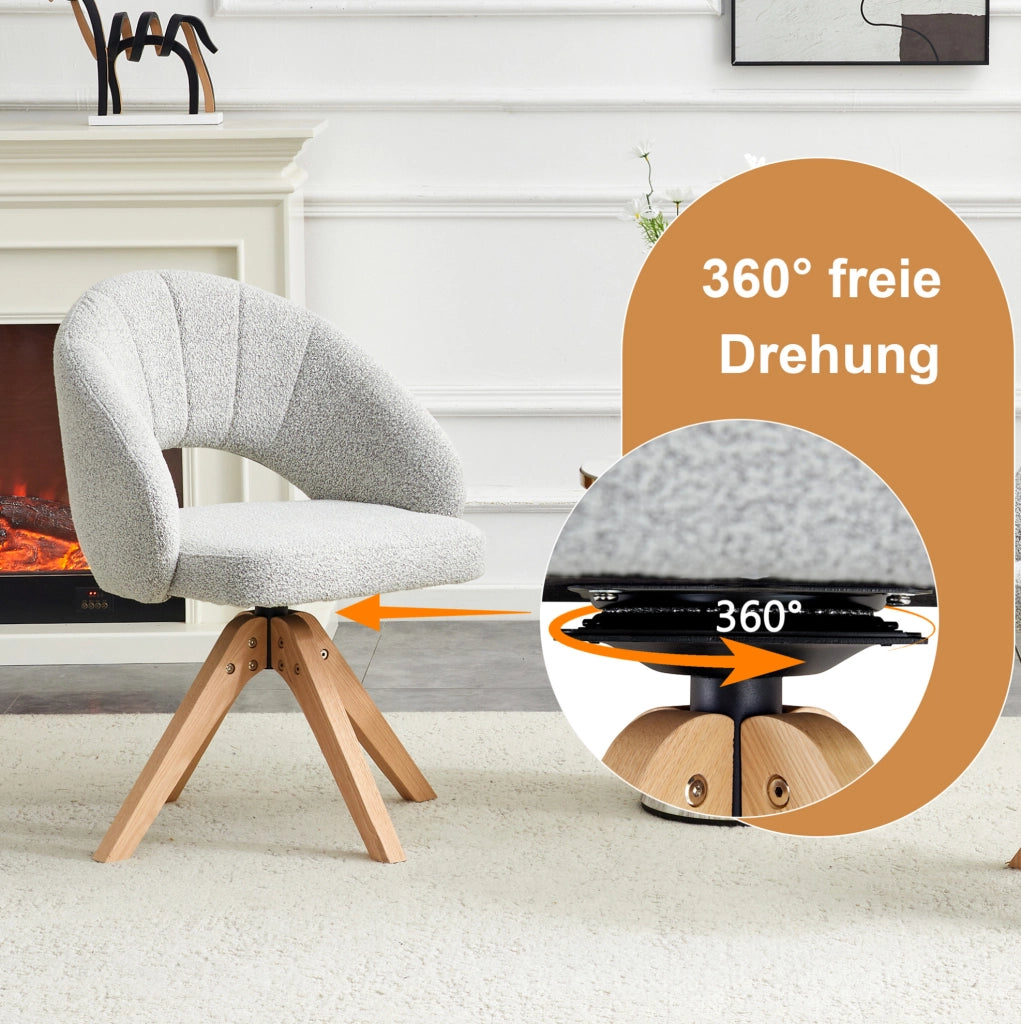 Set di 2 sedie girevoli 360° in velluto grigio chiaro