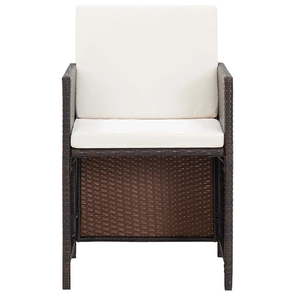 Set da Pranzo da Giardino 5 pz con Cuscini Polyrattan Marrone 42525