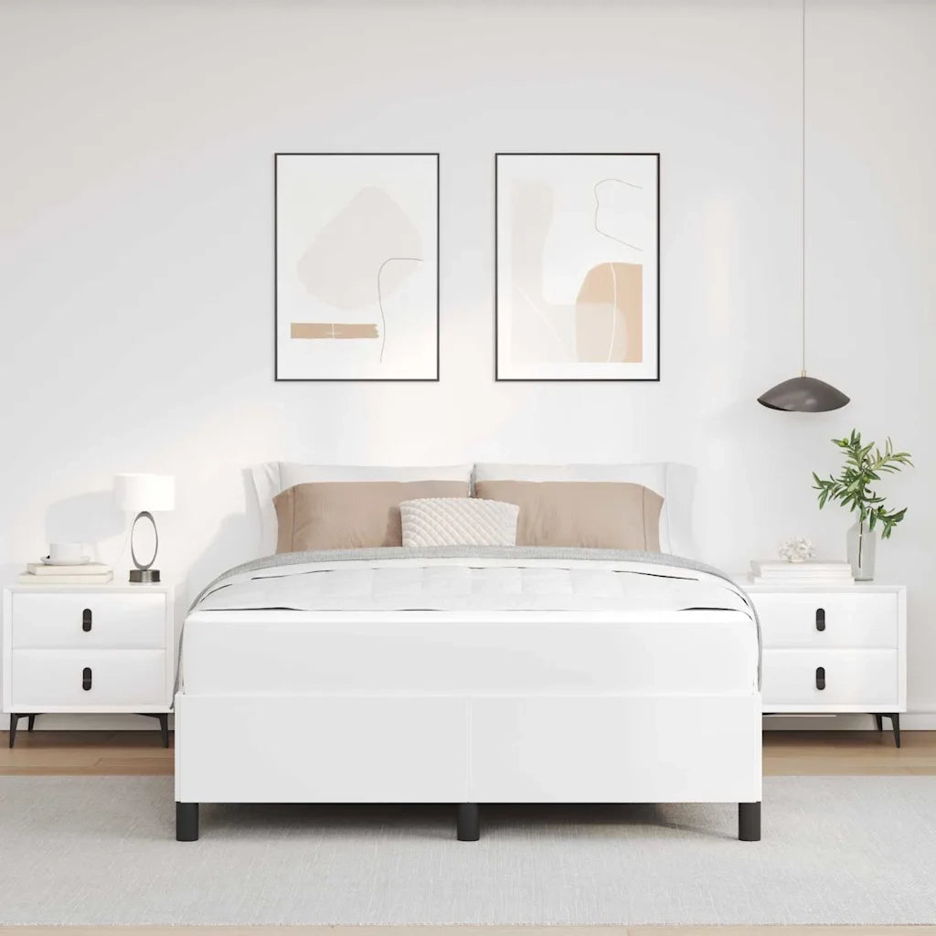 Struttura del letto con materasso Bianco 140 x 200 cm Tessuto