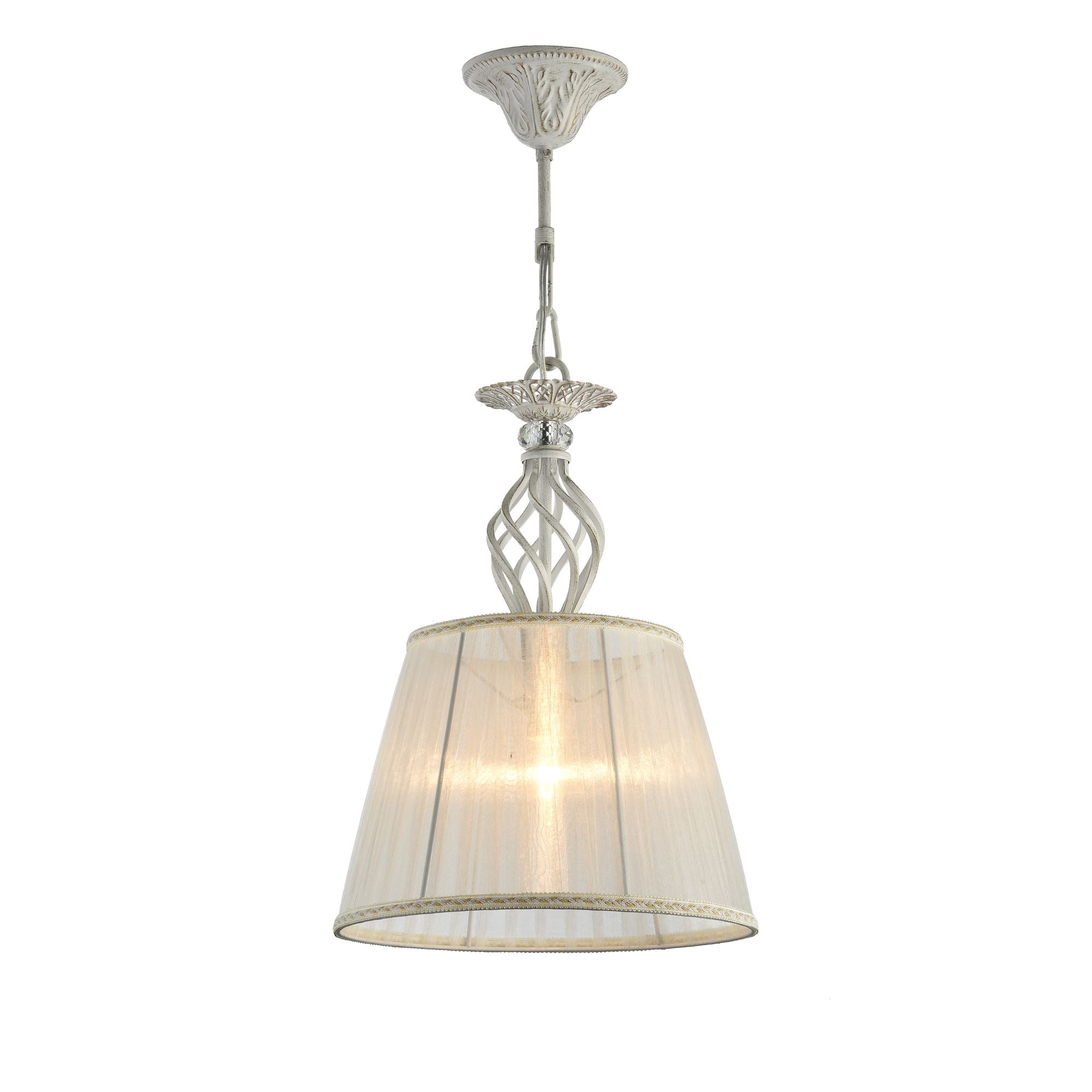 Lampada pendente Elegant in Metallo Grace Bianco con Oro