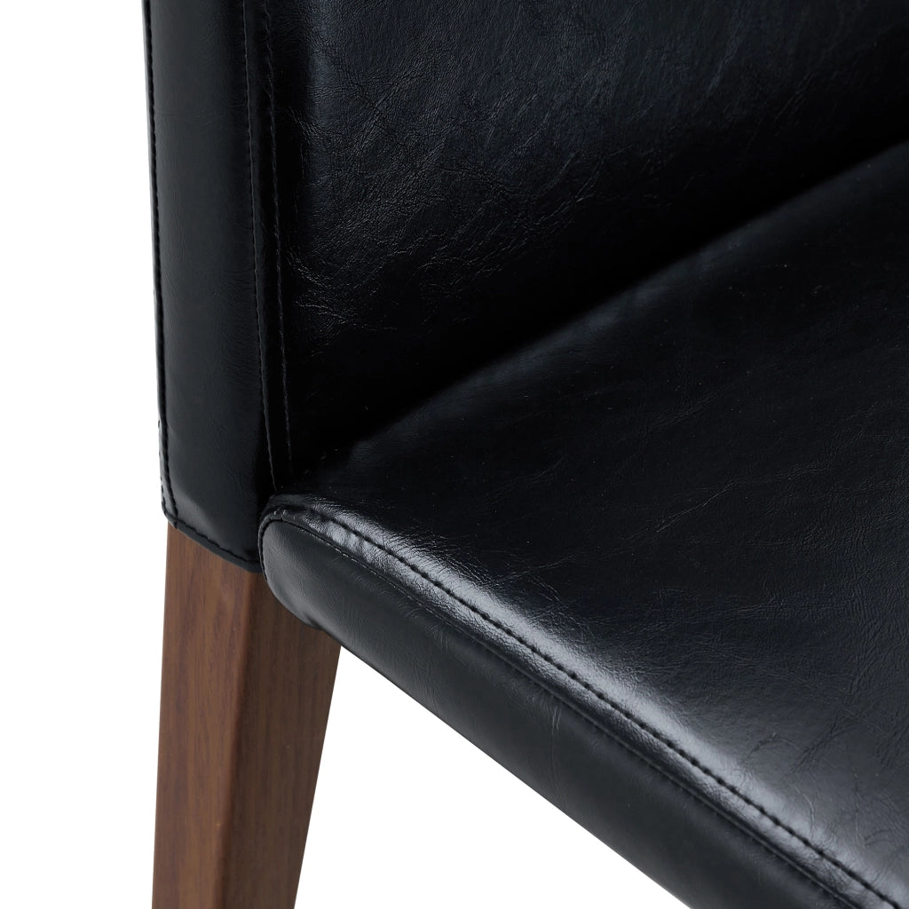 SEDIA da pranzo Set da 4 pezzi 90 cm PU nero gambe effetto noce