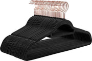 Set di appoggi per abiti in velluto - 30 pezzi - 45 cm - Antiscivolo - Appoggio per pantaloni - Appoggio per abiti - Nero Rosato Oro