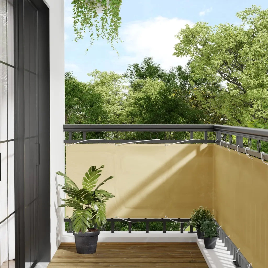 Paravento da Balcone-Pannello per balcone Sabbia 75x600 cm 100% Poliestere Oxford