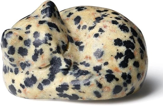 Figurina di gatto a marmo con cristalli, poliuretano, gatto addormentato, pietra terapeutica, decorazione per ufficio o camera da letto