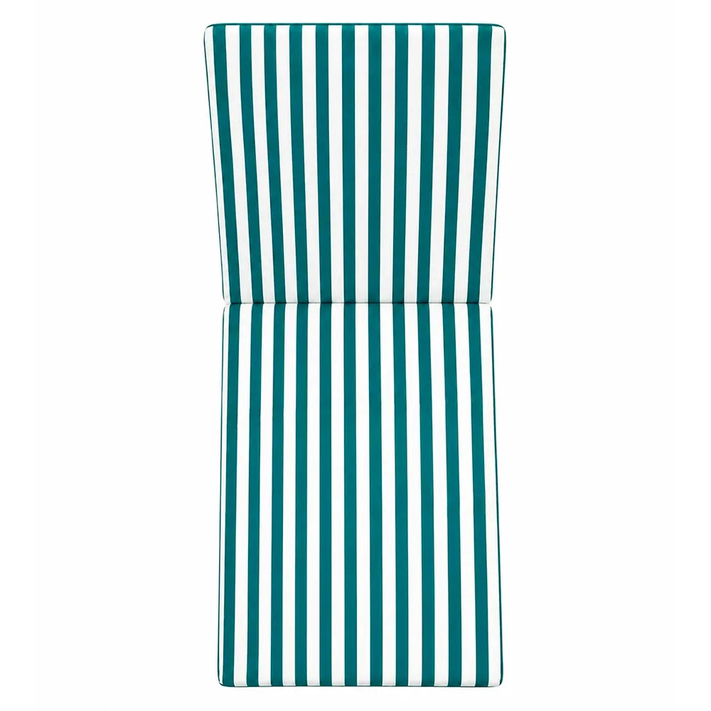Cuscino per lettino da esterno 190x60 cm a righe con schienale reclinabile e laccetti in poliestere – Verde/Bianco