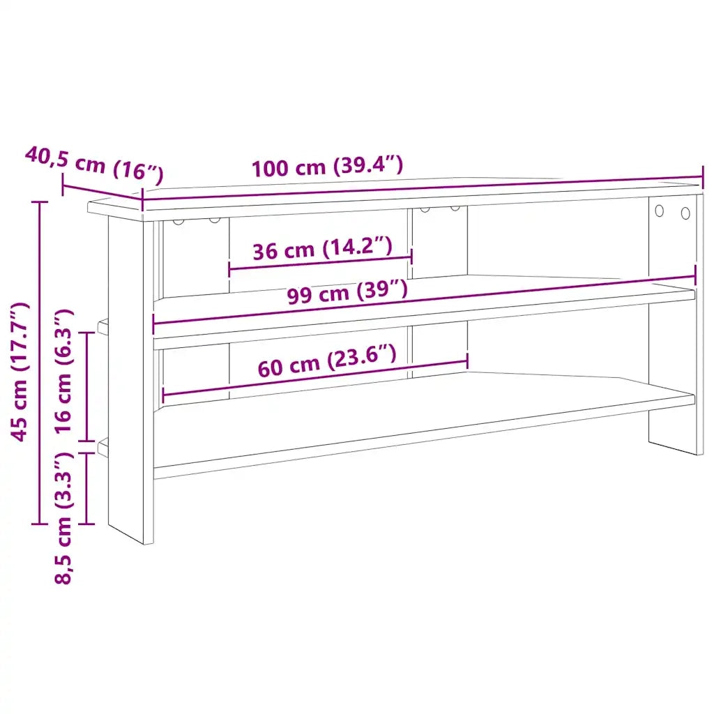 MobileTVAngolare Nero 102x40,5x45cm Legno multistrato