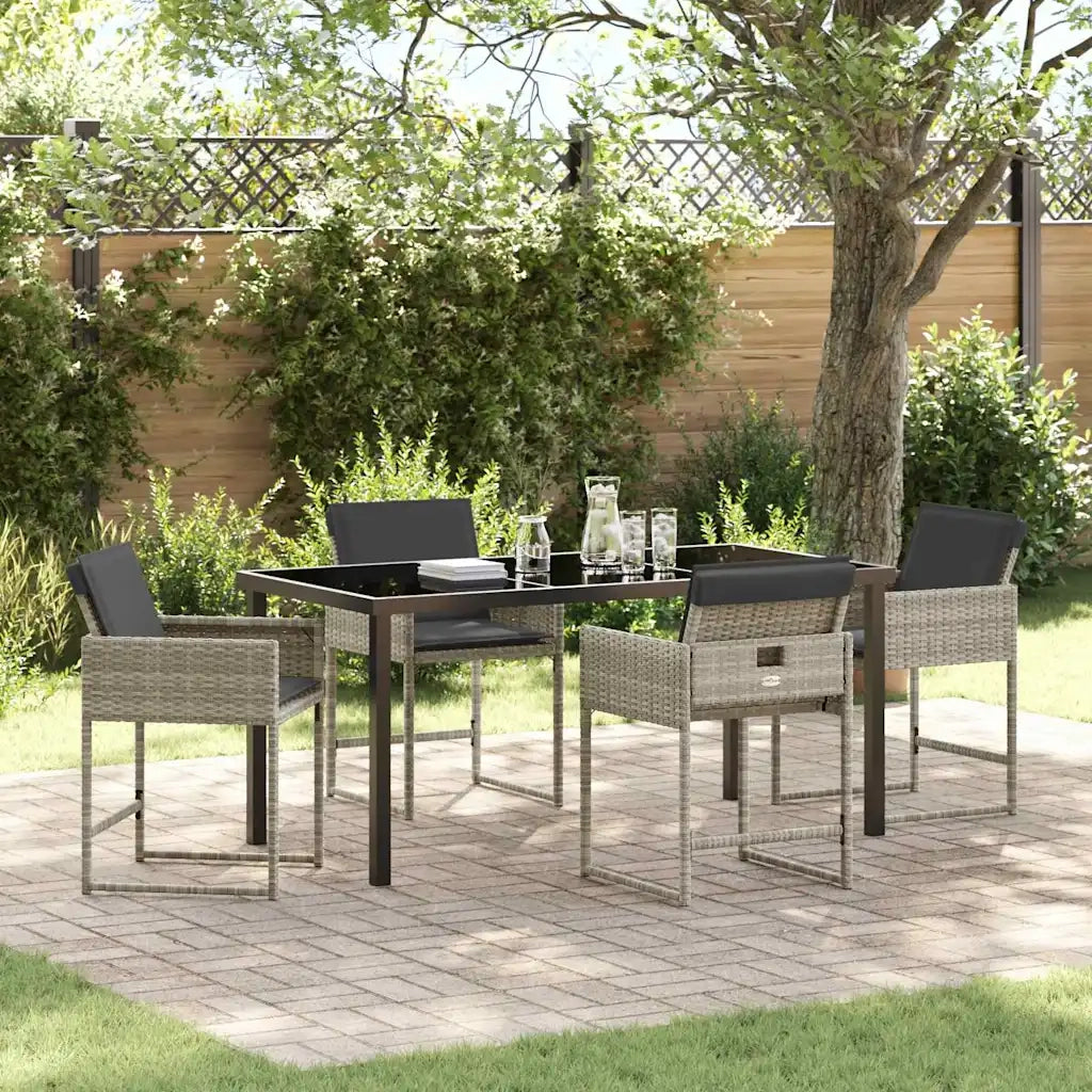 Set da Pranzo per Giardino 5 pcs Grigio chiaro polyrattan 3380026