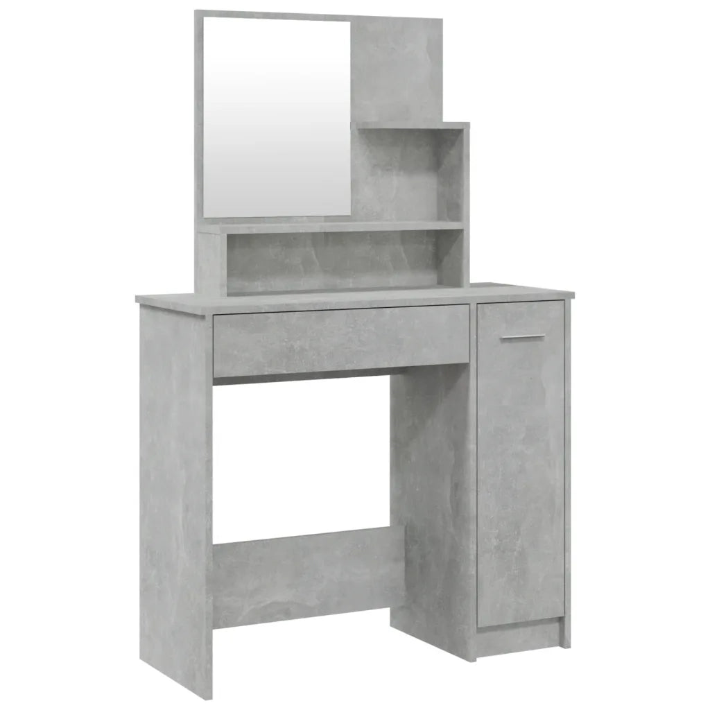 Toeletta | Tavolo da Trucco con Specchio Grigio Cemento 86,5x35x136 cm