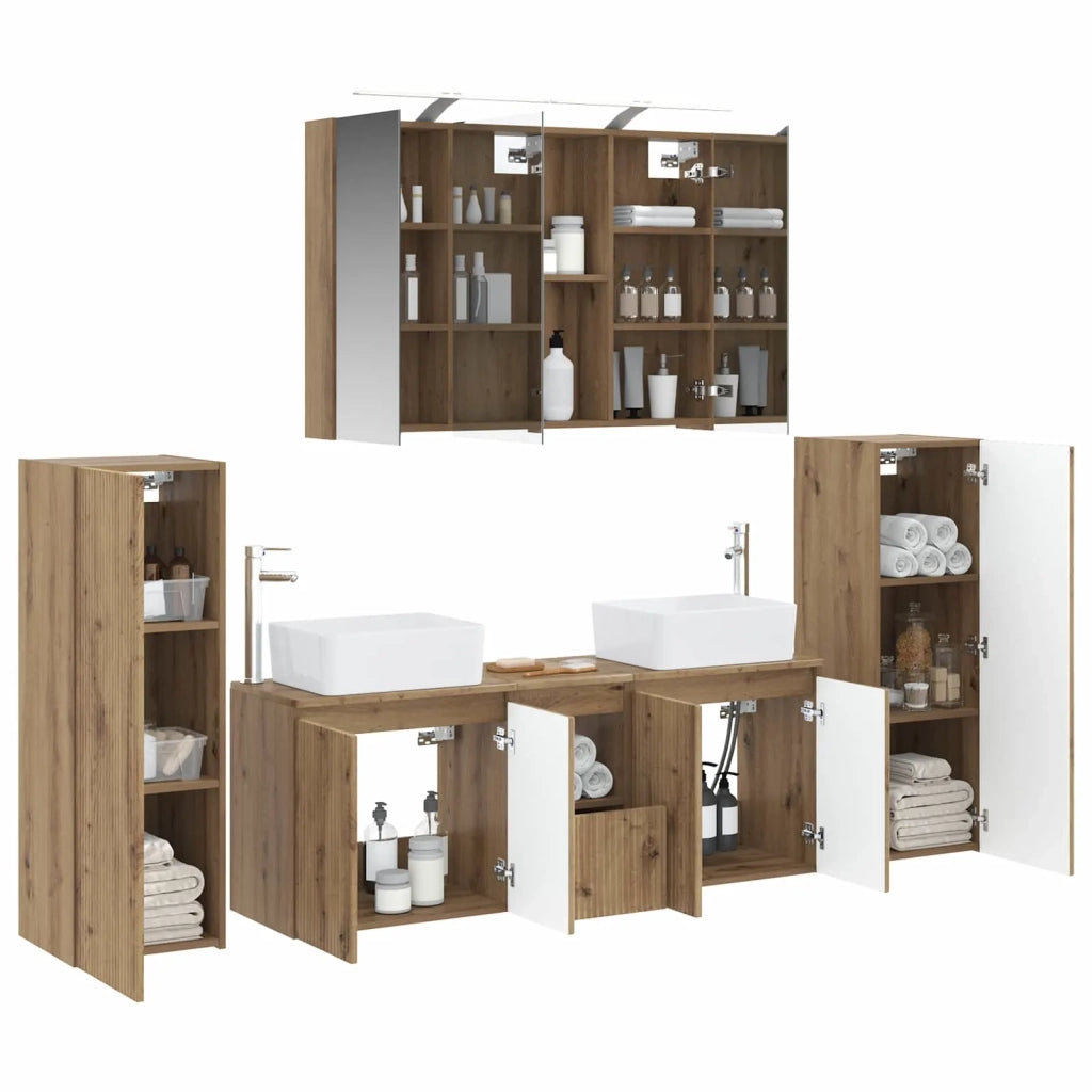 Set di mobili per il bagno 6 pz Rovere Artigianale 3407166
