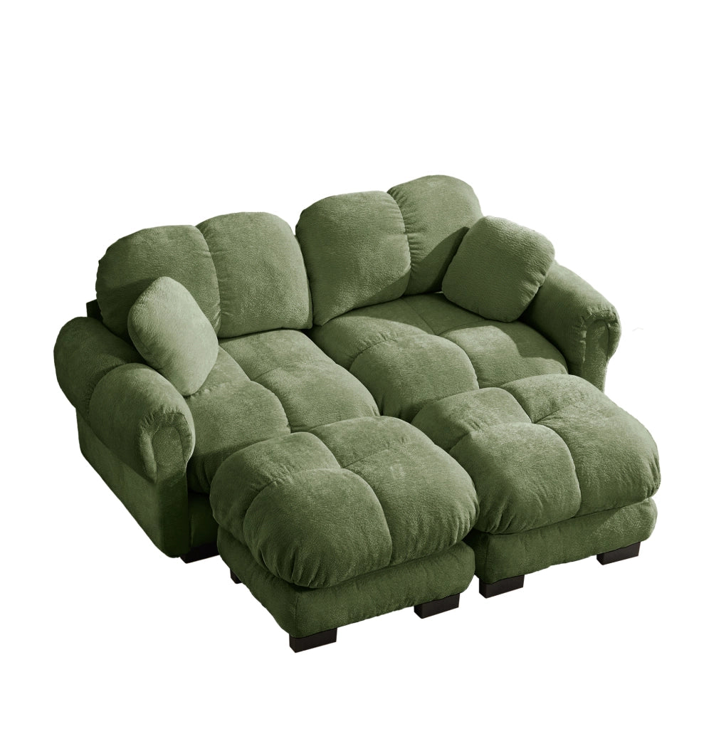 Divano modulare componibile in ciniglia; 190x149x90 cm; verde