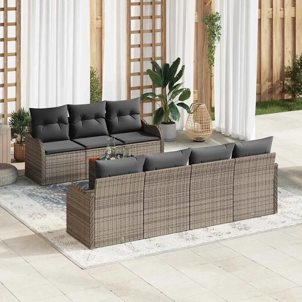 Set Divano da Giardino con cuscino 8 pcs Grigio polyrattan 3347412