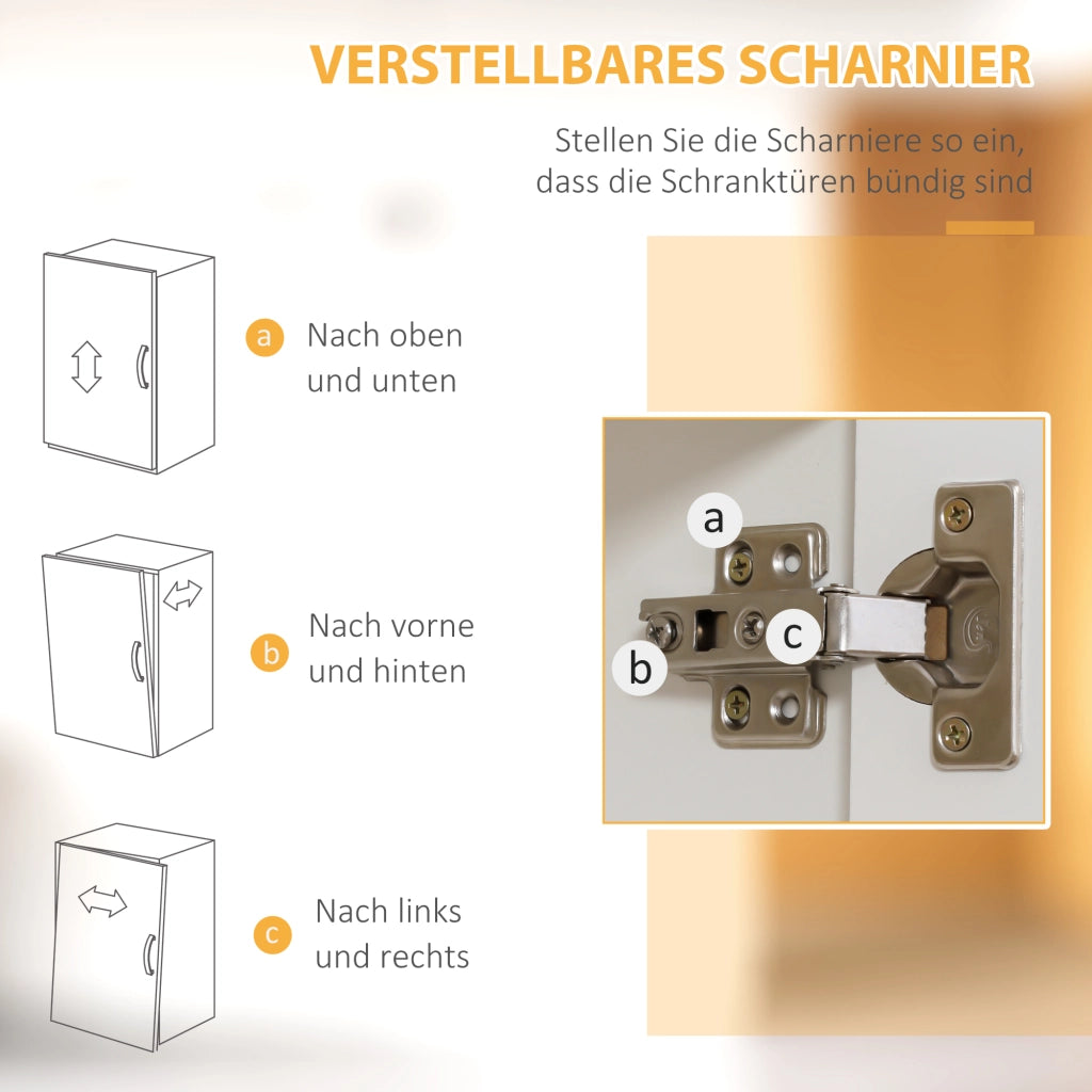 Mobile cucina alto con 4 ripiani e 4 ante, vano aperto per microonde, per soggiorno, in MDF bianco, 70 × 40 × 170 cm