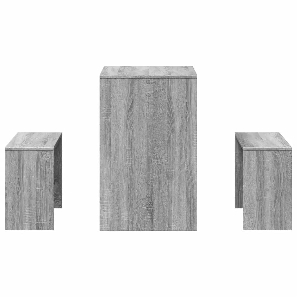 Set Tavolo da Pranzo e Panche 3 pz Grigio Sonoma in Truciolato 855536