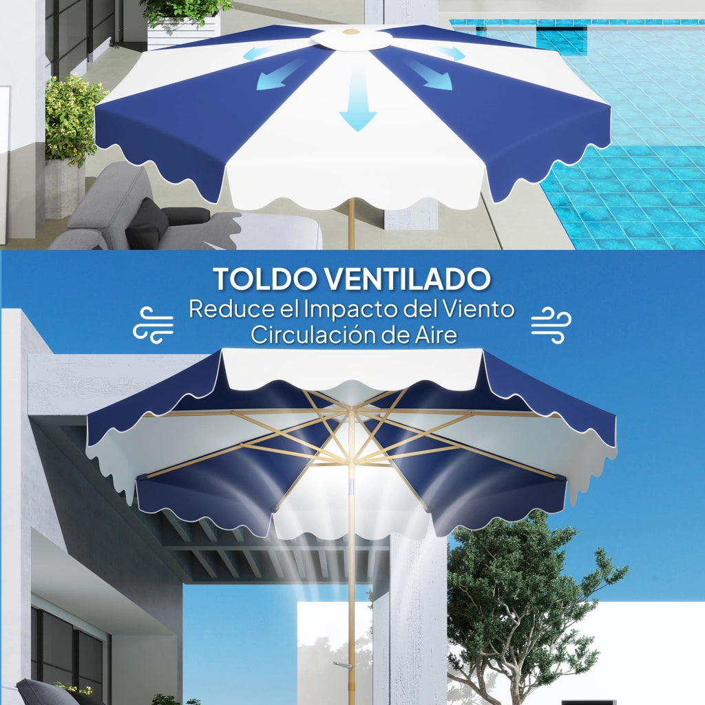 Ombrellone da giardino con protezione UV 50+ e tenda regolabile ¨C zephmum ¨C ?2,67x2,38 m, righe blu e bianco