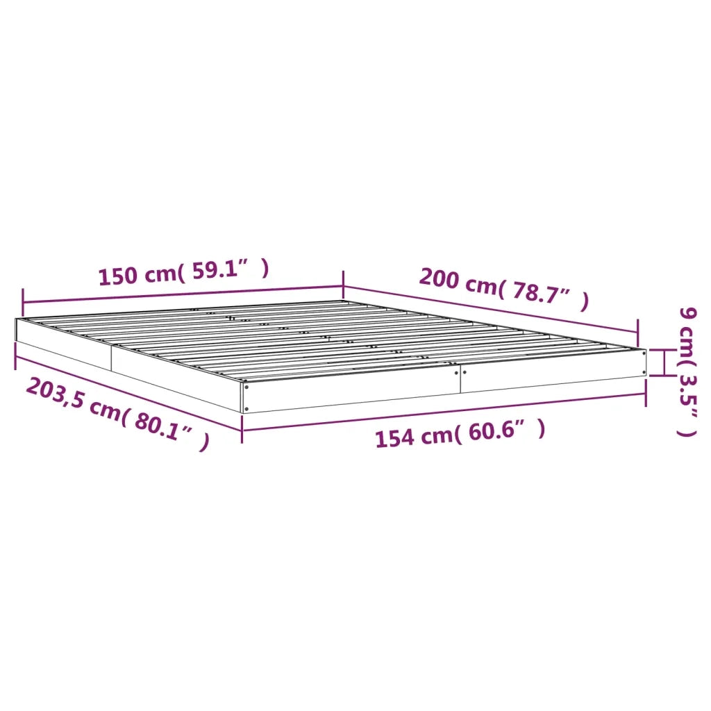 Giroletto-Struttura Letto 150x200 cm King in Legno Massello di Pino