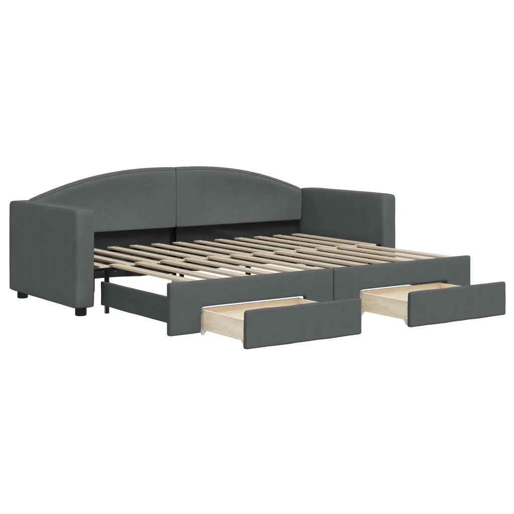 Divano letto | Sof¨¤ letto | Letto singolo Estraibile Cassetti Grigio Scuro 80x200cm Tessuto