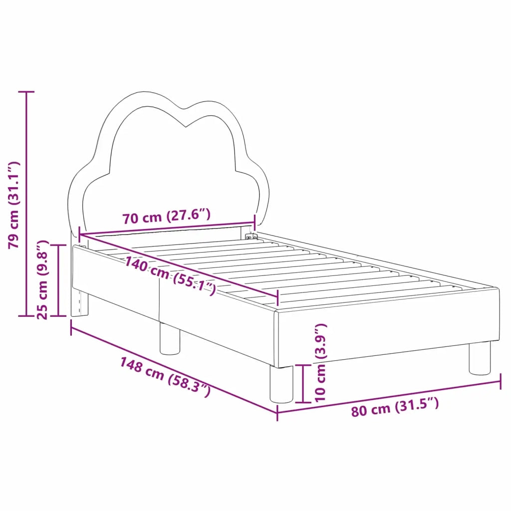 Struttura letto per bambini con testata Nero 70 x 140 cm PU