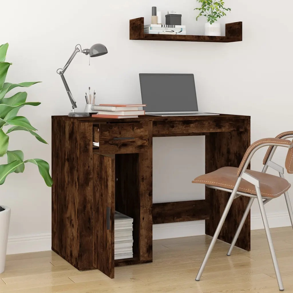 Scrivania Rovere Fumo 100x49x75 cm in Legno Multistrato cod mxl 64470