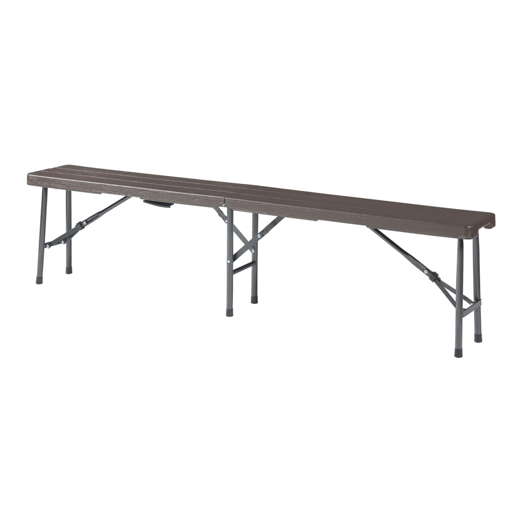 Set di 2 panche da campeggio pieghevoli 180 x 25 x 43 cm effetto legno marrone scuro 03_0009598