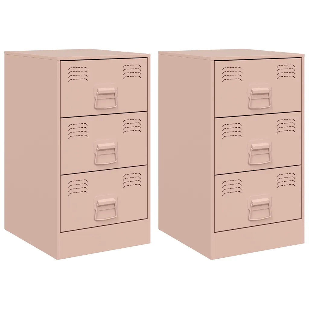 Comodini 2 pz-Set di 2 Tavolino da notte Rosa 34,5x39x62 cm in Acciaio 948538