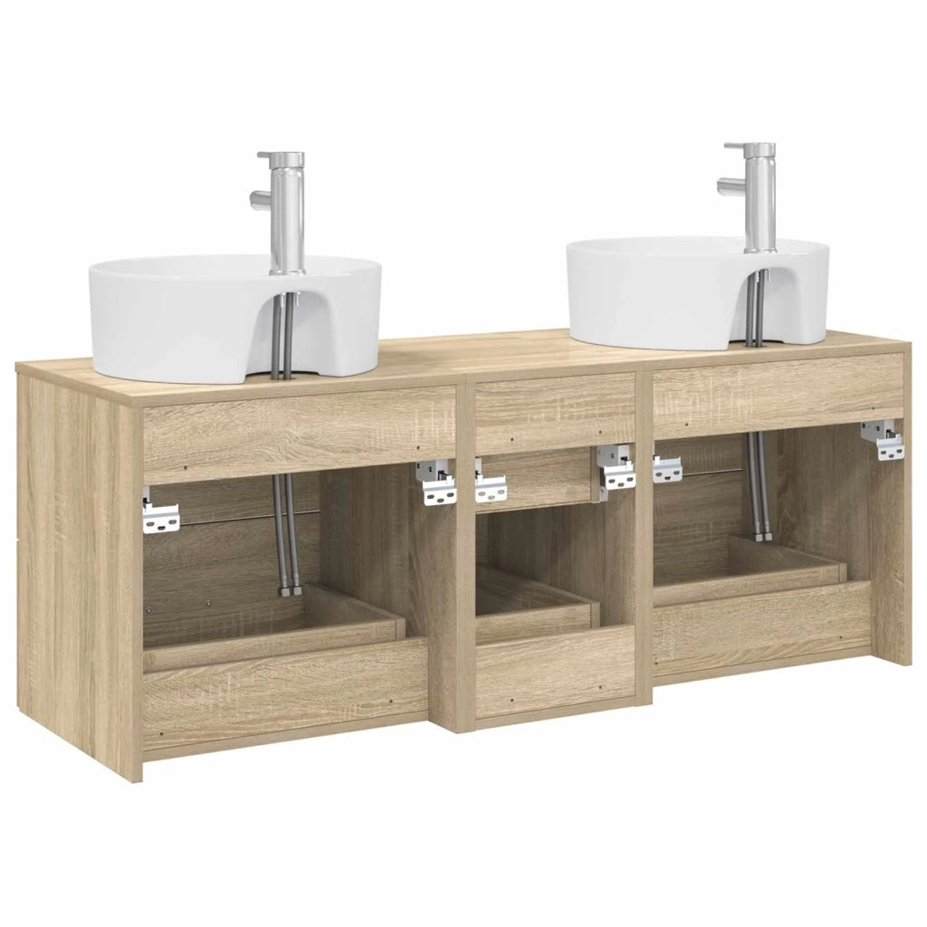 Set di mobili per il bagno 3 pz Rovere Sonoma 3405885