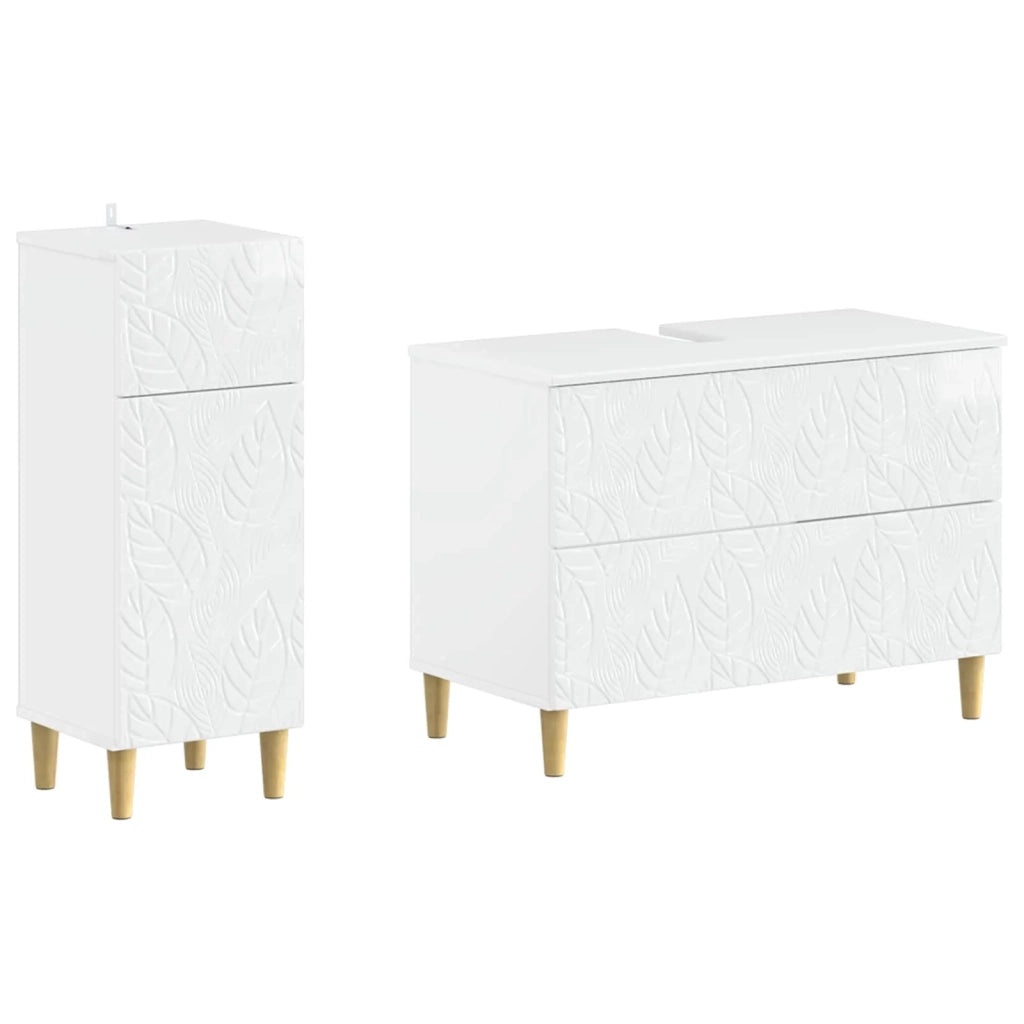 Set di Armadi da Bagno da 2 Pezzi DELFT Bianco Lucido 3417706