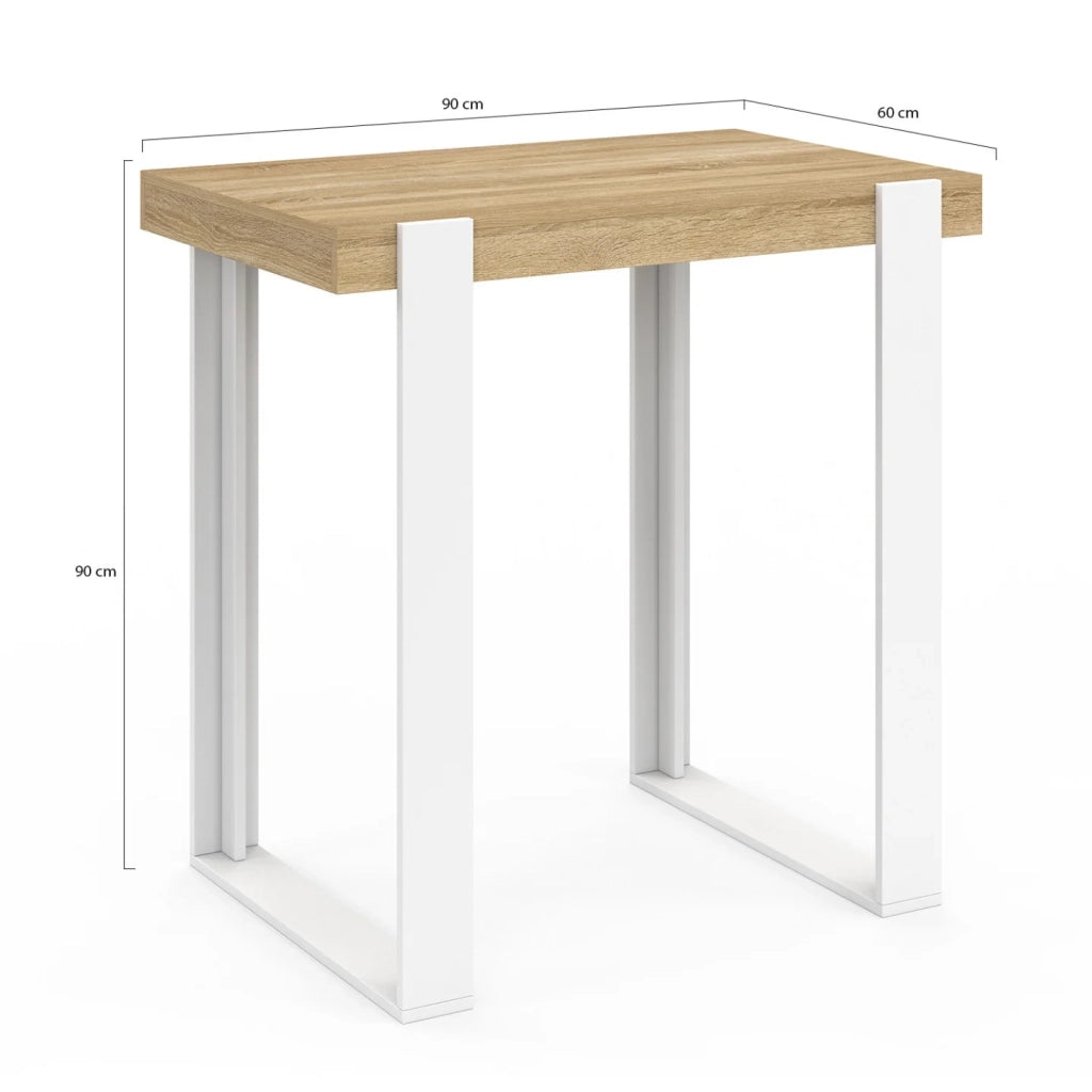 IDMarket - Tavolo da bar PHOENIX in legno e bianco 90 cm