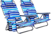 Sedia da spiaggia con funzione zaino, pieghevole con funzione di sdraio, per sabbia, schienale alto, regolabile, con bracciolo, cuscino lombare, poggiatesta tasche laterali, sedia da campeggio