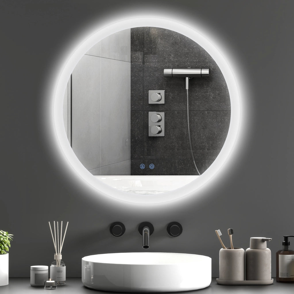 Specchio Bagno con Luci LED Regolabili, Controllo Touch e Design Antiappannamento, ?60 cm