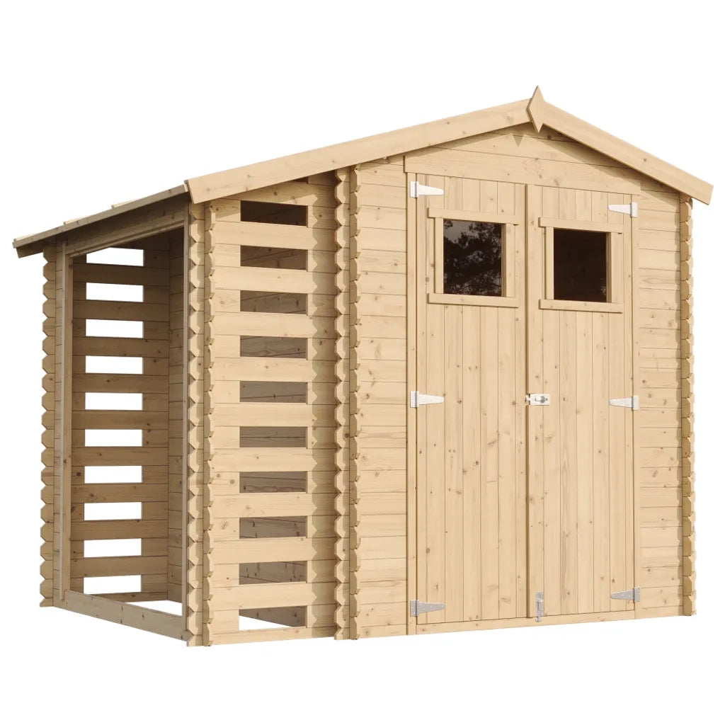 Casetta da Giardino in Legno con Legnaia da Esterno - 3,53 m2 + 0,97 m2 - TIMBELA M386