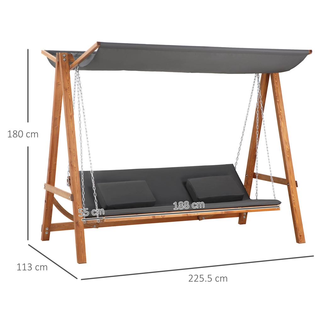 Dondolo da Giardino 3 Posti Convertibile in Letto Matrimoniale. 225.5x113x180cm