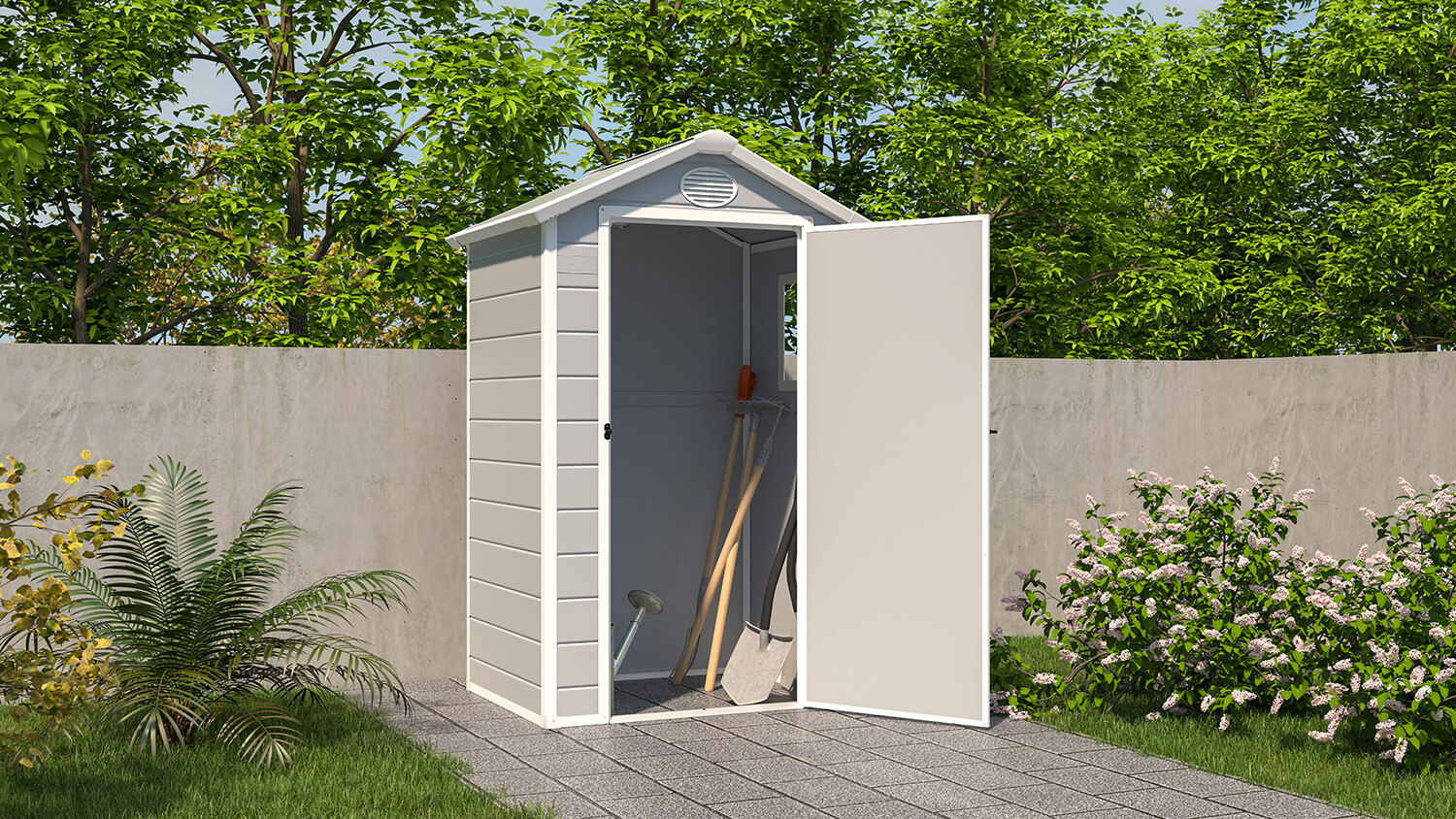 Casetta Box da Giardino in Plastica 134x104x204 cm Grigio