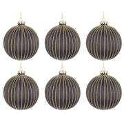 Palline di Natale in Vetro Nero Oro Meridiani Lurex Dreamy Diametro: 80 mm