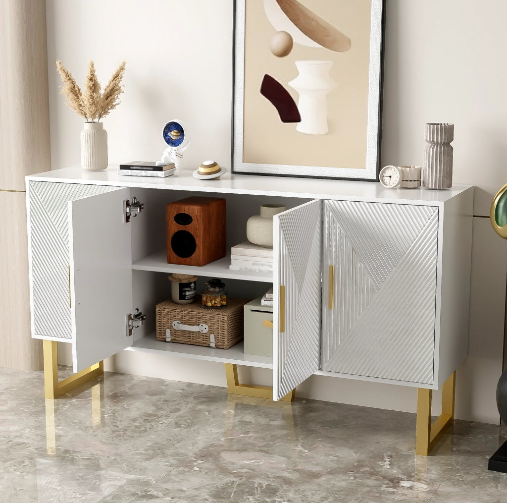 Credenza moderna bianca 150 cm con 4 ante e ripiani regolabili