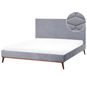 Letto 180 x 200 cm Tessuto grigio con struttura imbottita a nido d'ape trapuntato