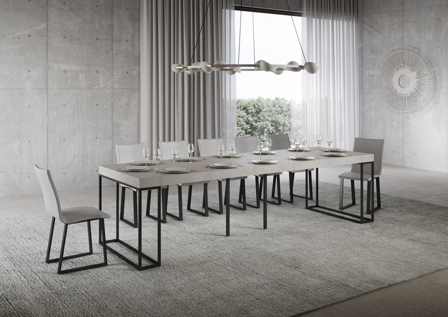 Consolle Allungabile 90-300x40x77 cm Epoca Premium Cashmere Telaio Antracite