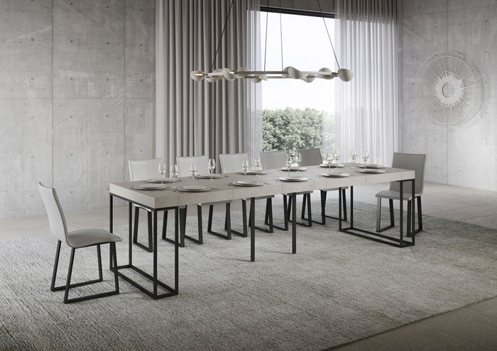 Consolle Allungabile 90-300x40x77 cm Epoca Premium Cashmere Telaio Antracite