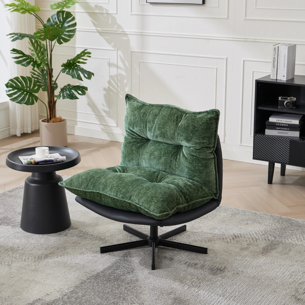 Poltrona Relax Girevole Reclinabile ¨C MINIMAL ¨C Verde, Similpelle, Chenille, Schienale Regolabile