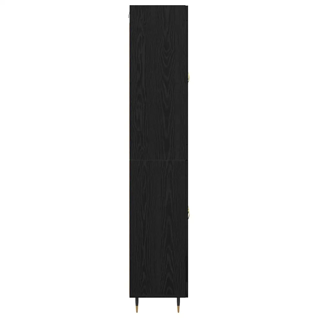 Credenza 2 pcs Rovere Nero Legno multistrato