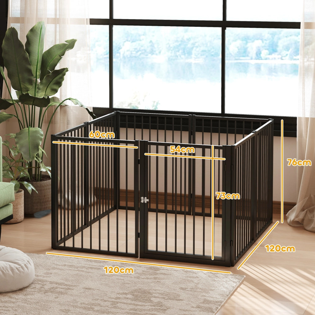 Recinto per Cani 8 Pannelli 60x76 cm ¨C zephmum ¨C Nero per Interno ed Esterno