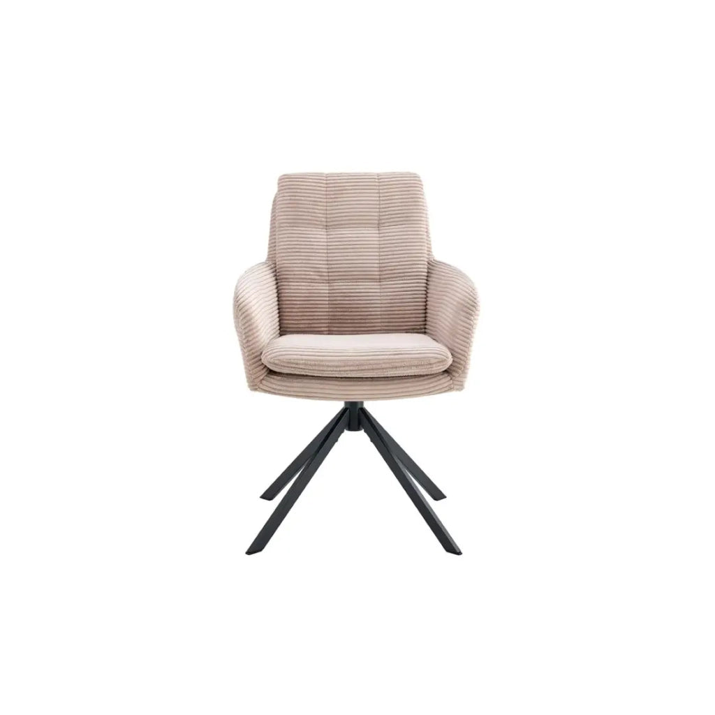 Set di 2 poltrone KAVIRA – Velluto a coste sabbia – Piedi in metallo – Con braccioli – Design accogliente e moderno
