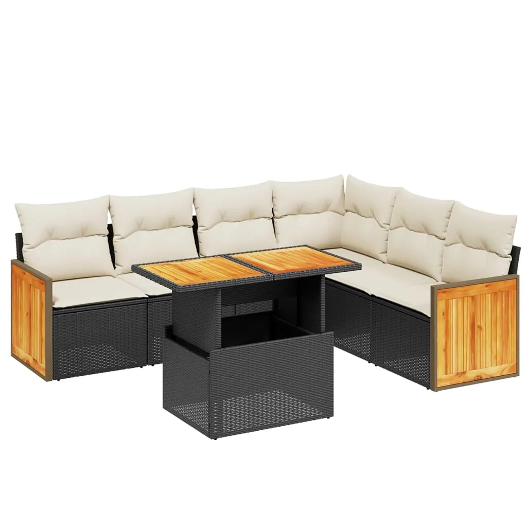 Set Divani da Giardino con Cuscini 7pz Nero Polyrattancod mxl 112877