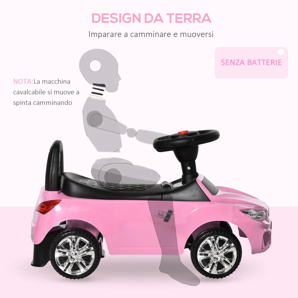 Macchinina Cavalcabile per Bambini con Volante e Musiche ¨C zephmum ¨C Rosa 63.5x28x36 cm