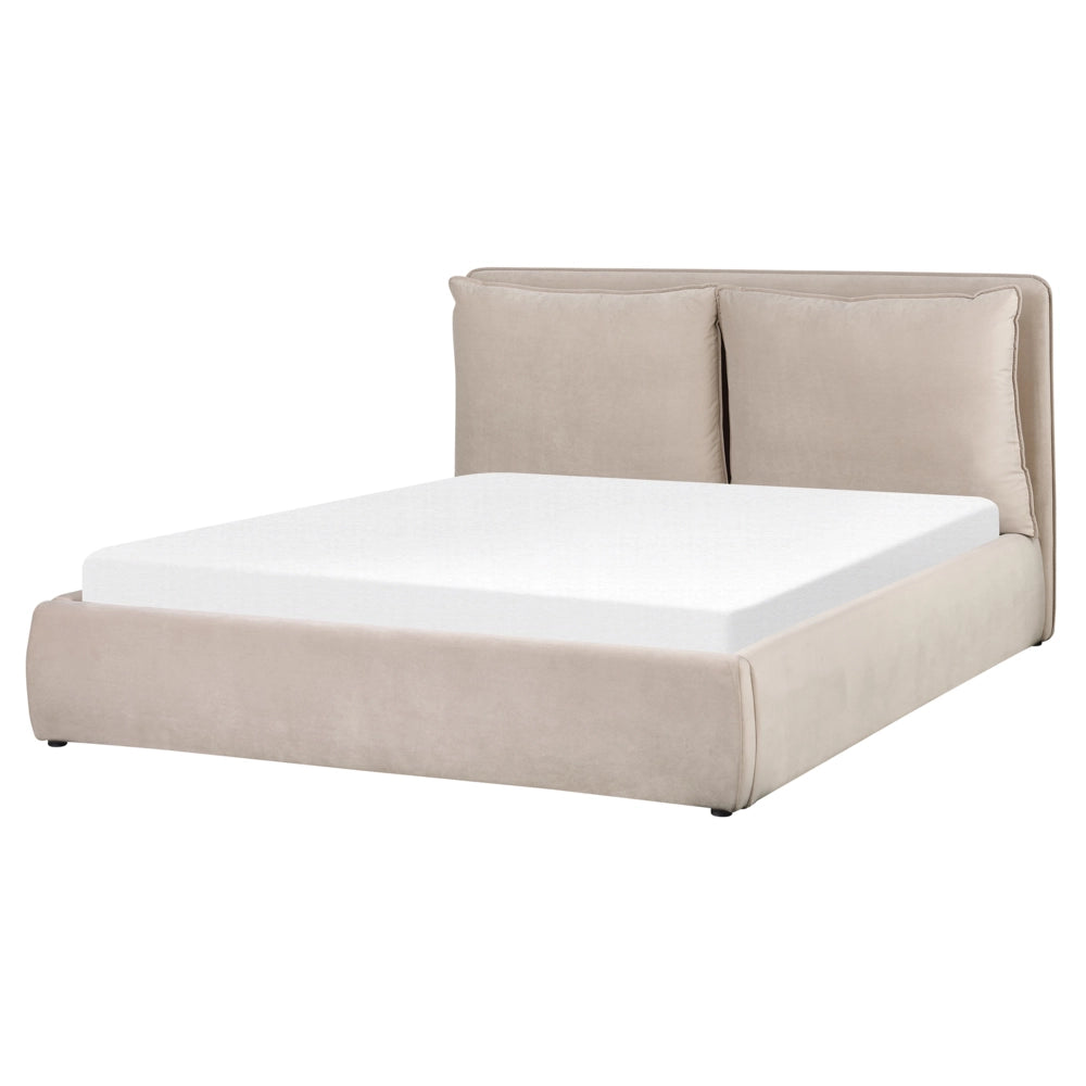 Letto matrimoniale colore beige con vano contenitore 160 x 200 cm camera da letto moderna