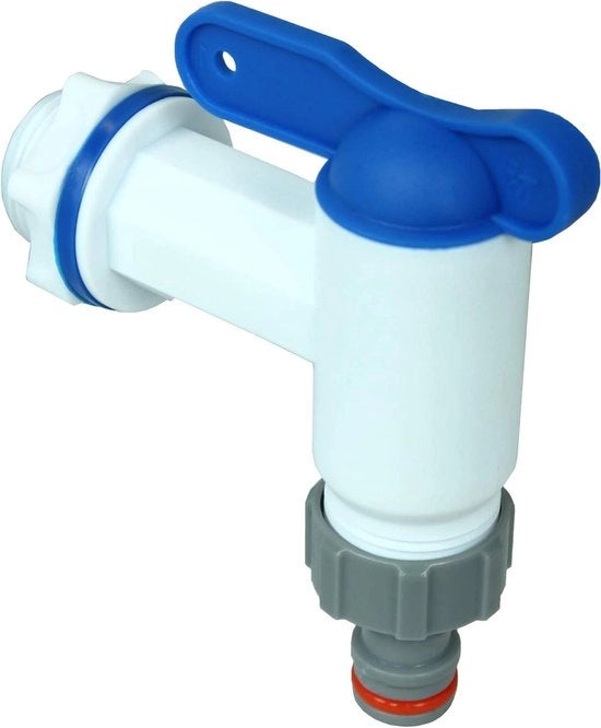 Valvola di scarico per serbatoio di pioggia con valvola di riserva in plastica con guarnizione e vite di serraggio - bianco 1 pezzo
